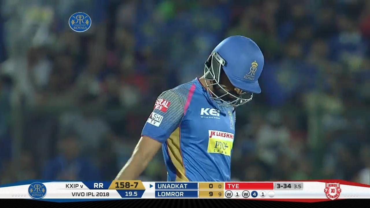 M40: RR vs KXIP – Jaydev Unadkat Wicket
