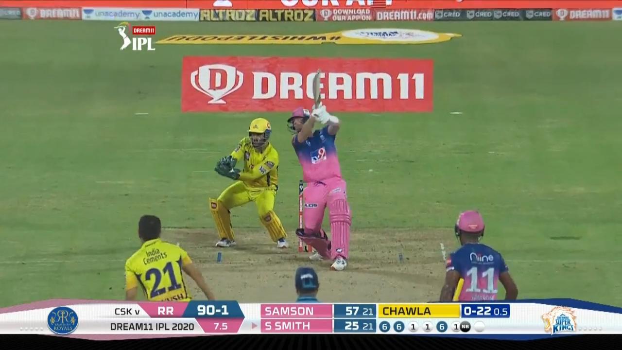 M04: RR vs CSK – Steve Smith Six background
