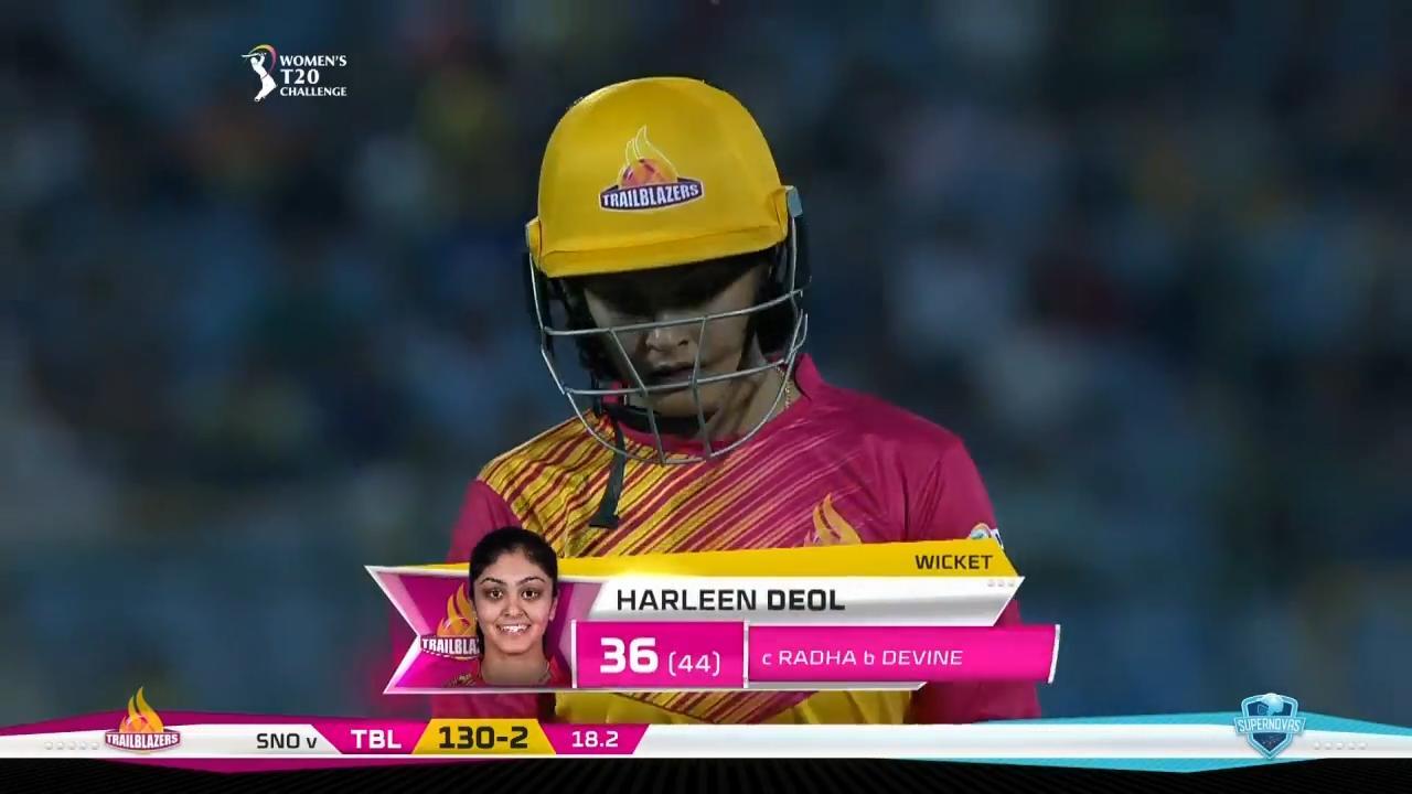 M01: Trailblazers vs Supernovas – Harleen Deol Wicket