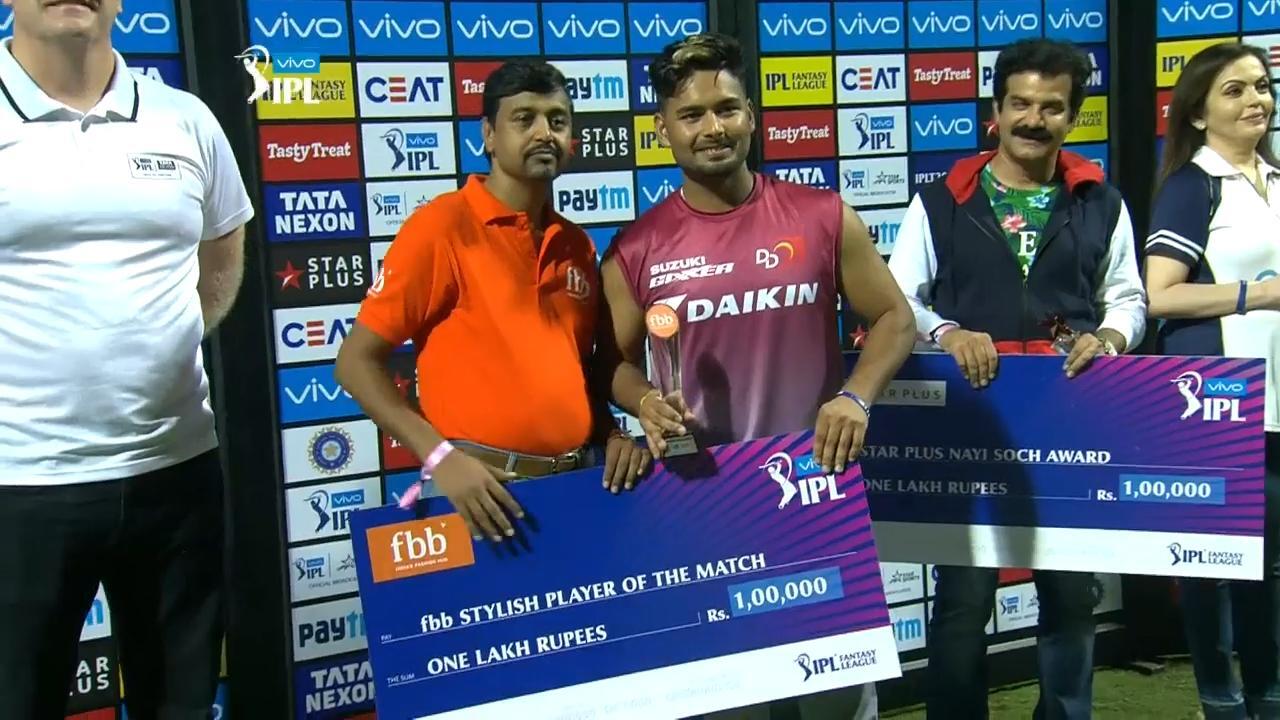 M09: MI vs DD – fbb Stylish player of the match – Rishabh Pant