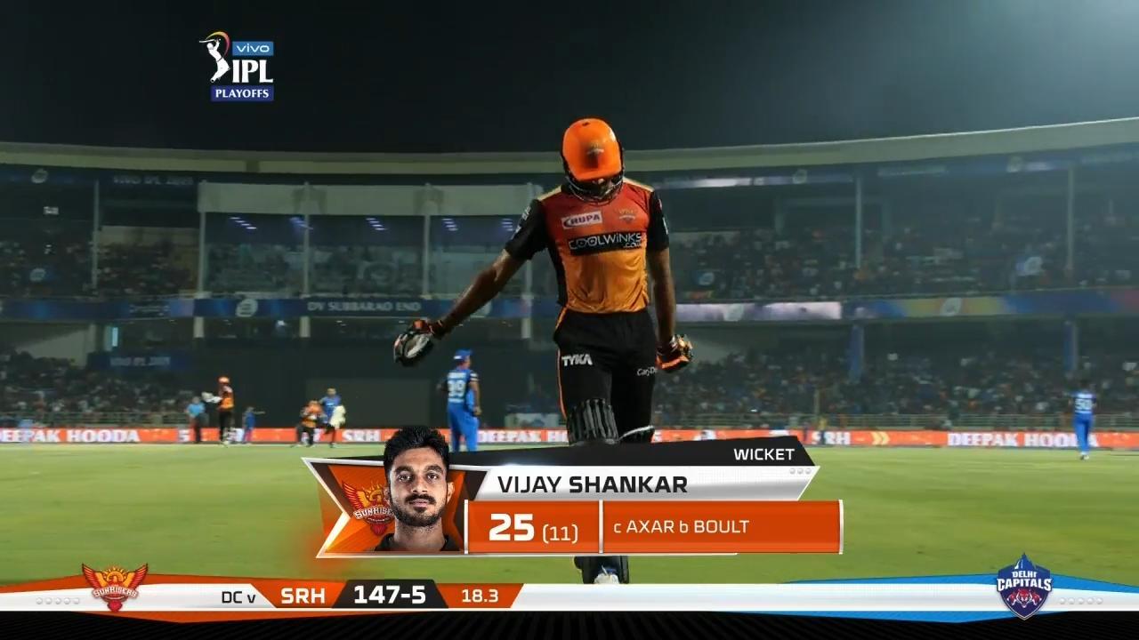 Eliminator: DC vs SRH – Vijay Shankar Wicket