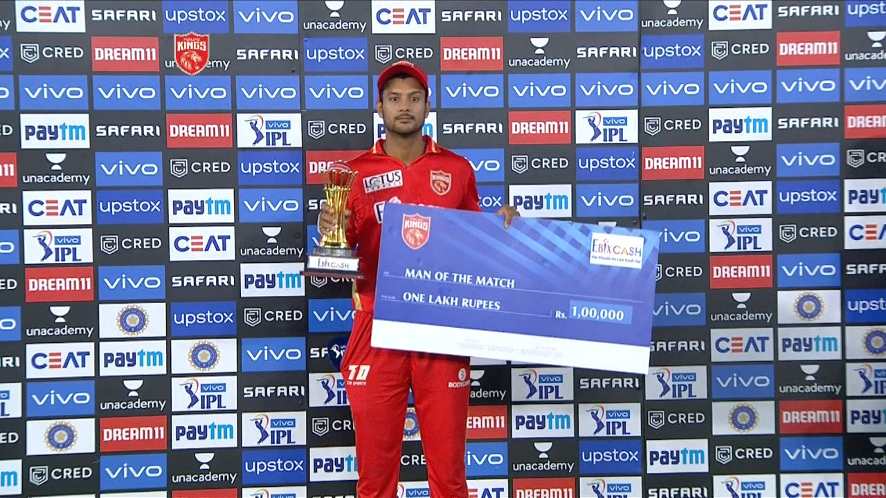 M29: PBKS vs DC – Man of the Match – Mayank Agarwal background