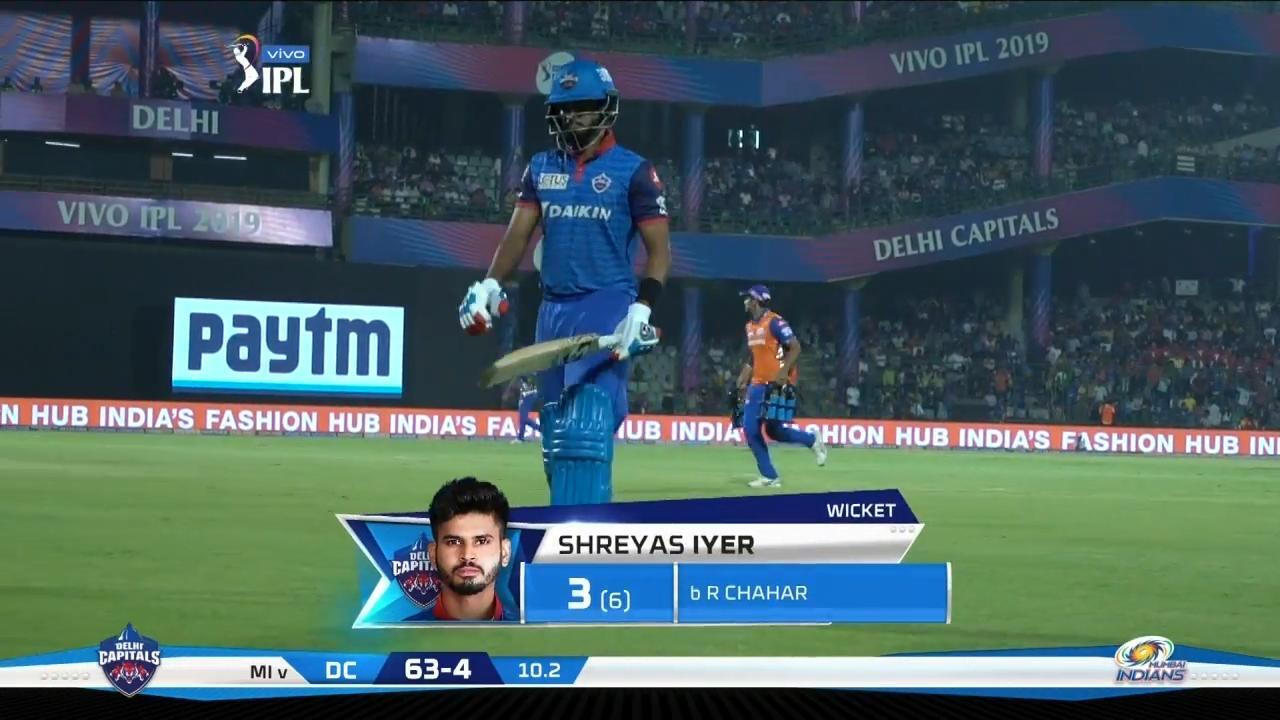 M34: DC vs MI – Shreyas Iyer Wicket