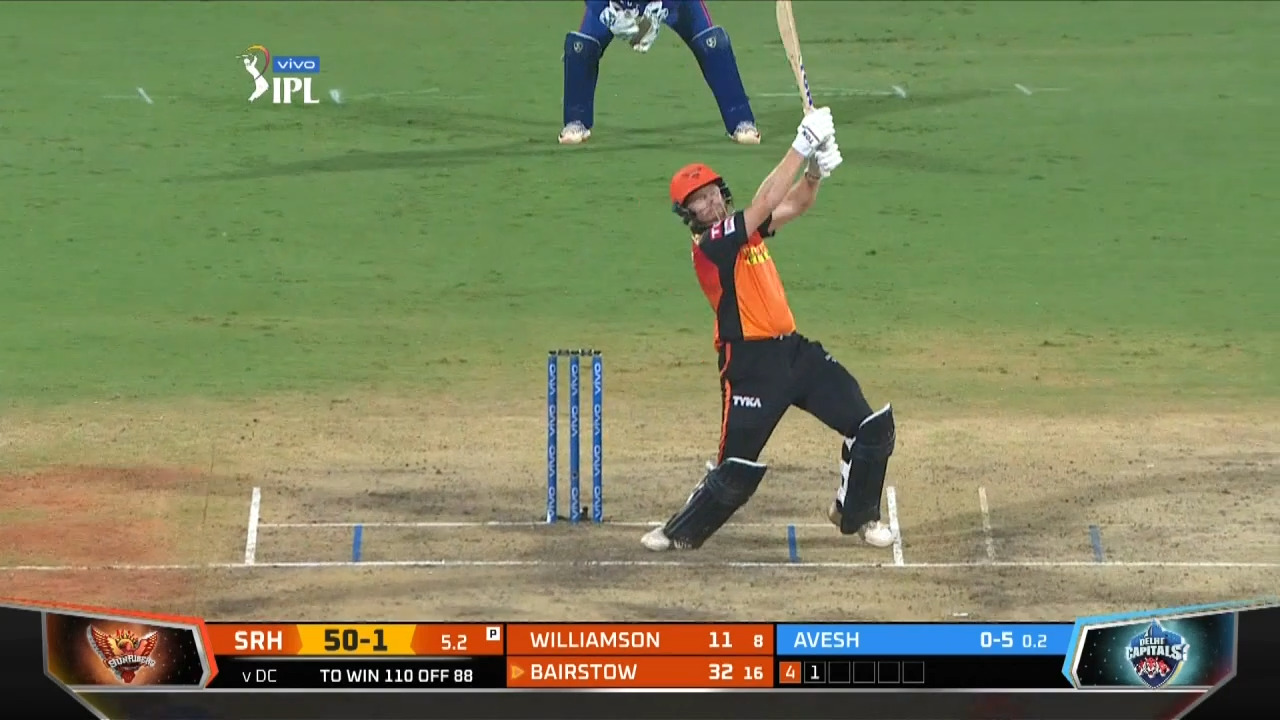 M20: SRH vs DC – Jonny Bairstow Six