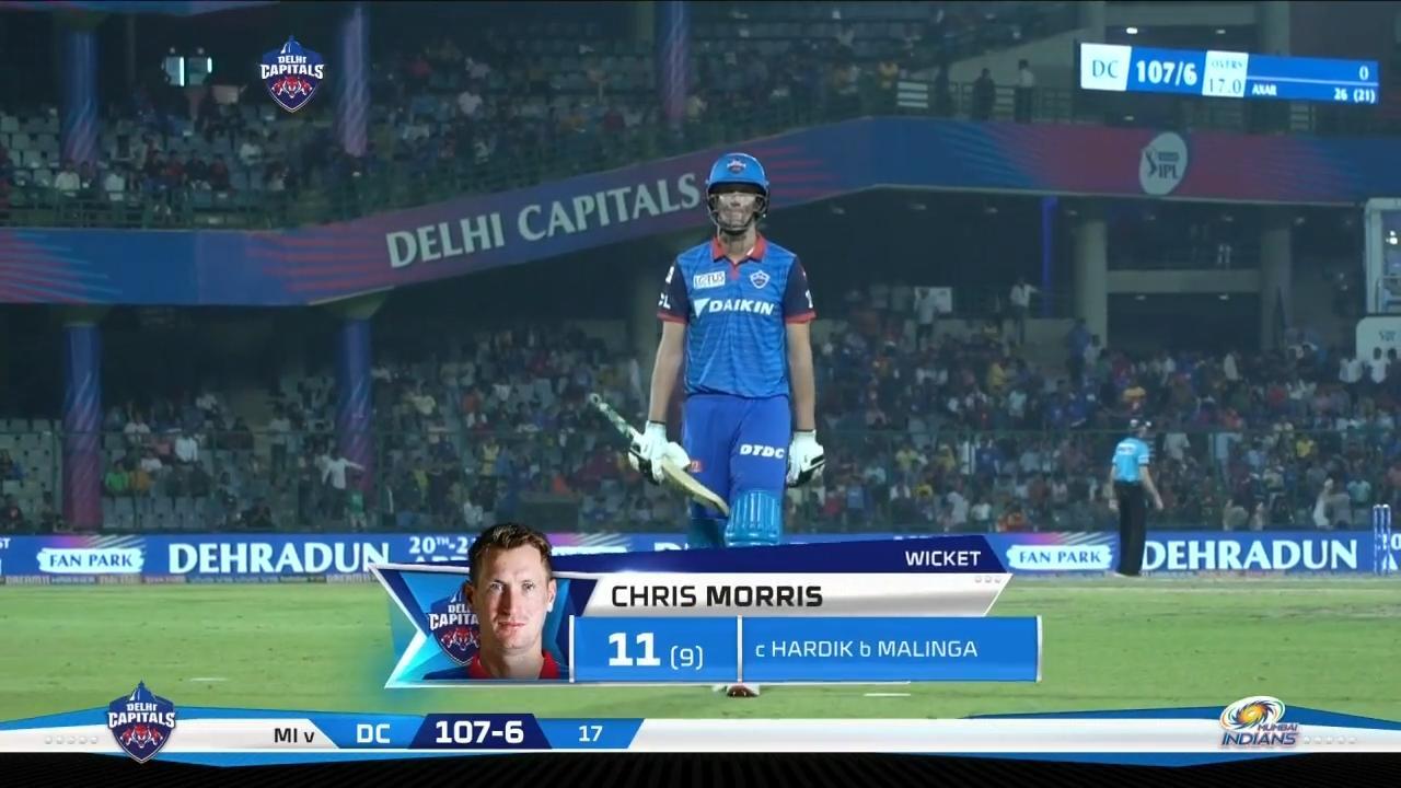 M34: DC vs MI – Chris Morris Wicket background