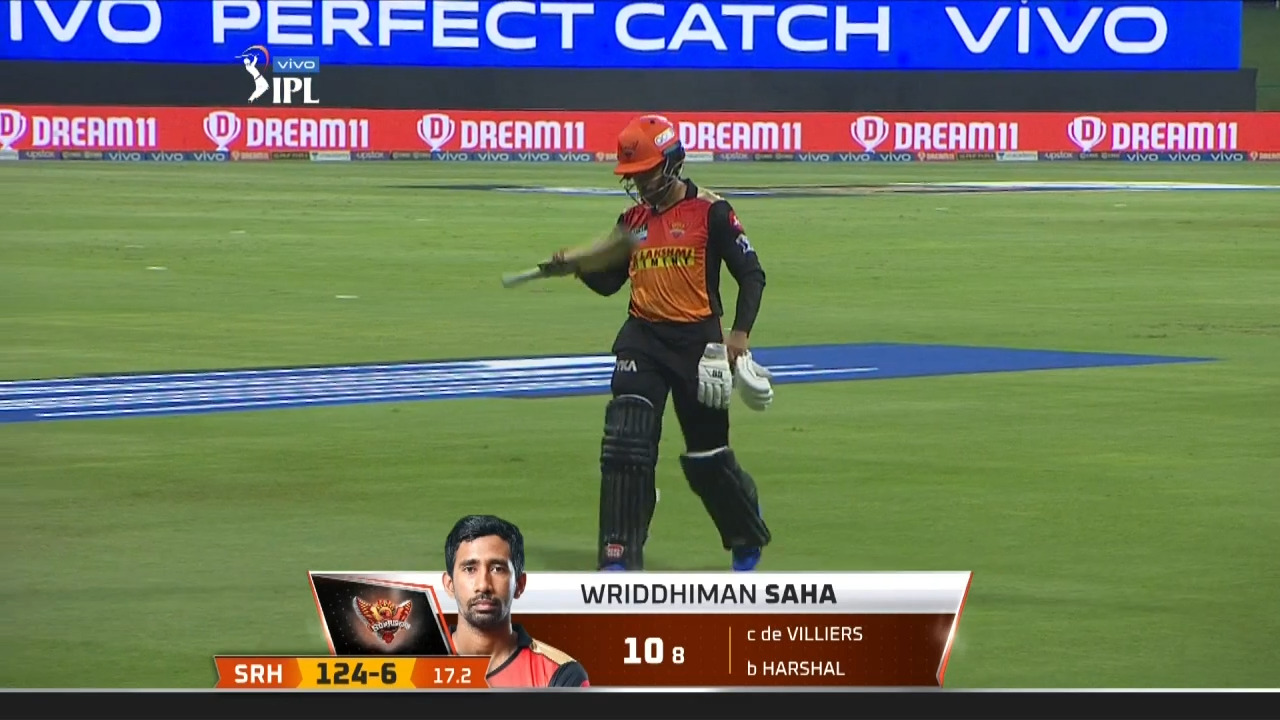 M52: RCB vs SRH – Wriddhiman Saha Wicket background