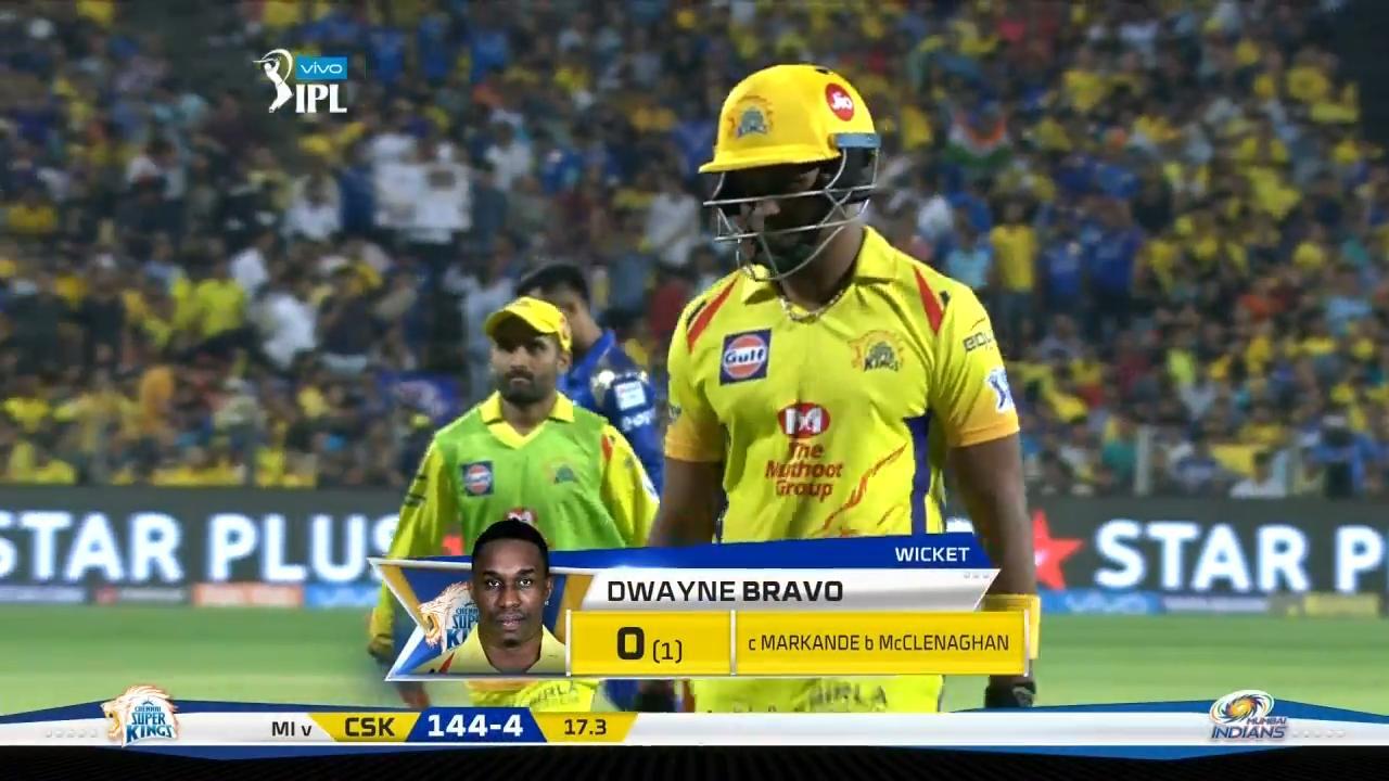 M27: CSK vs MI – Dwayne Bravo Wicket