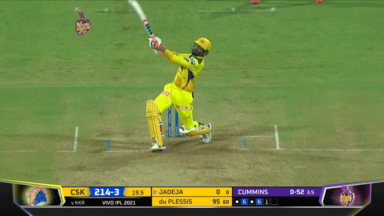 M15: KKR vs CSK – Ravindra Jadeja Six background