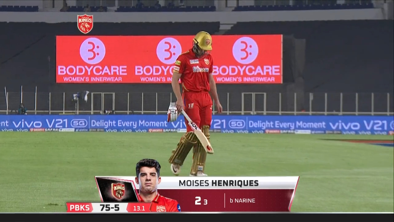 M21: PBKS vs KKR – Moises Henriques Wicket