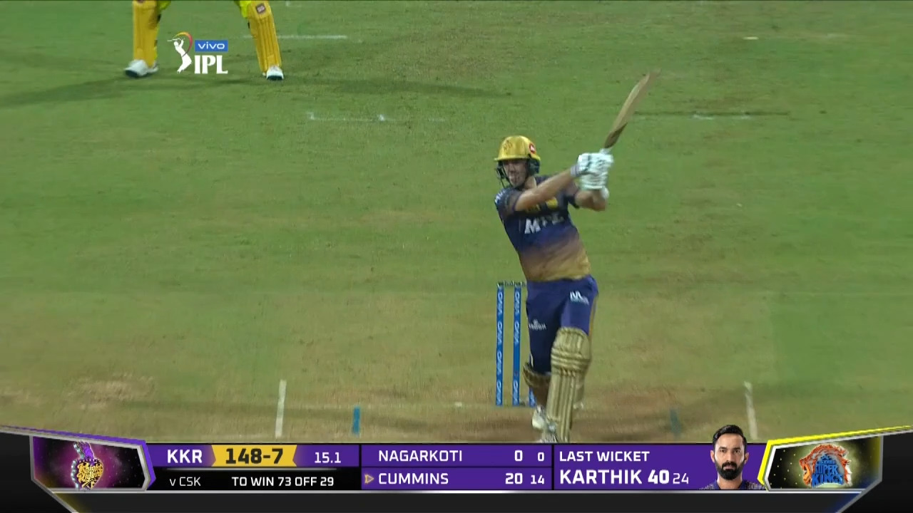 M15: KKR vs CSK – Pat Cummins Six background