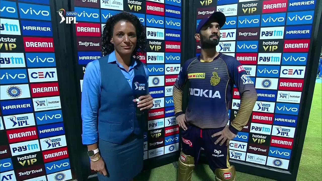 M56: MI vs KKR – Dinesh Karthik Interview background