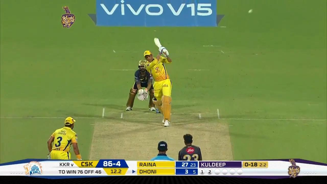 M29: KKR vs CSK – MS Dhoni Six