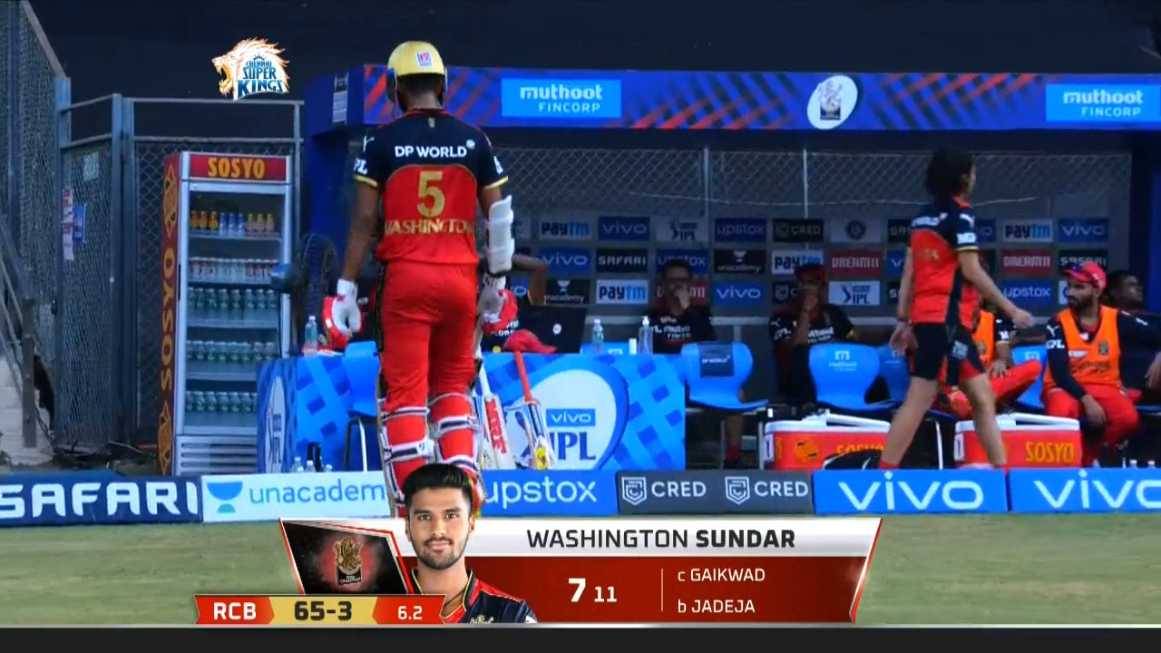 M19: CSK vs RCB – Washington Sundar Wicket