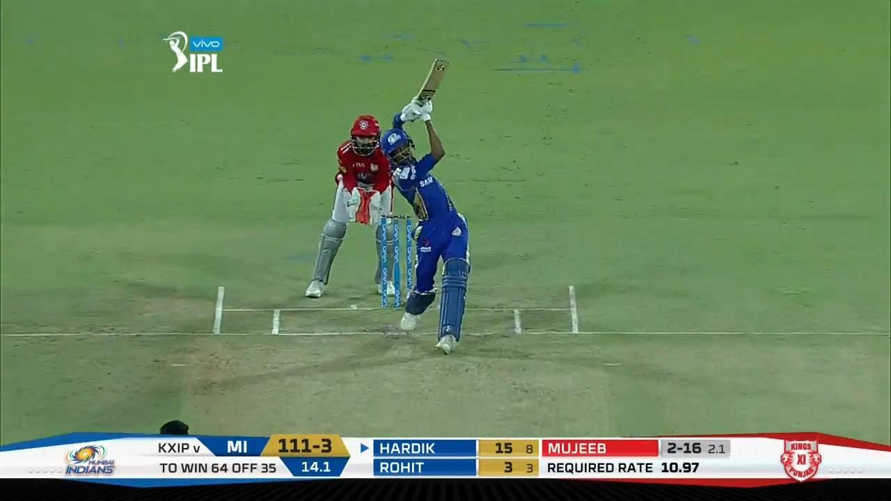 M34: KXIP vs MI – Hardik Pandya Six background