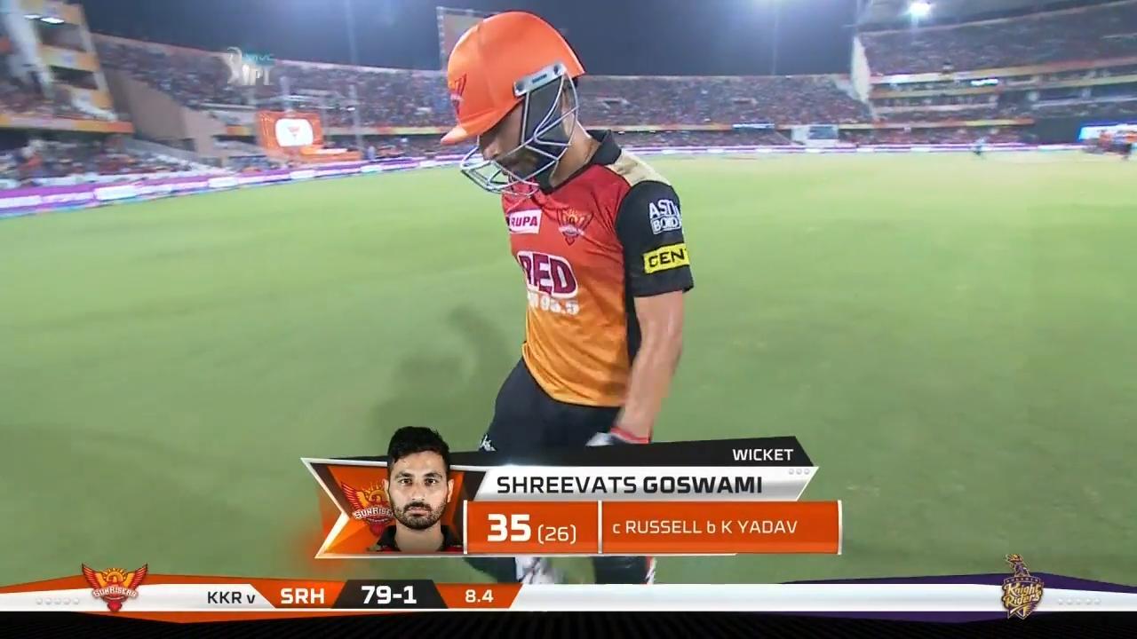 M54: SRH vs KKR – Shreevats Goswami Wicket
