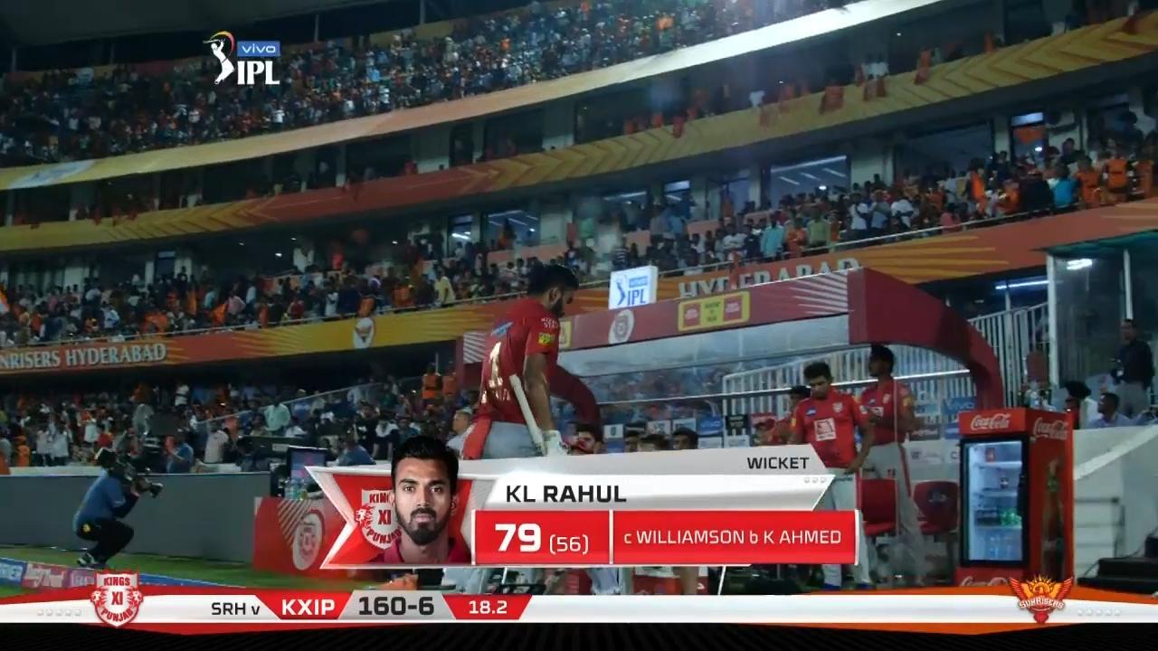 M48: SRH vs KXIP – KL Rahul Wicket background