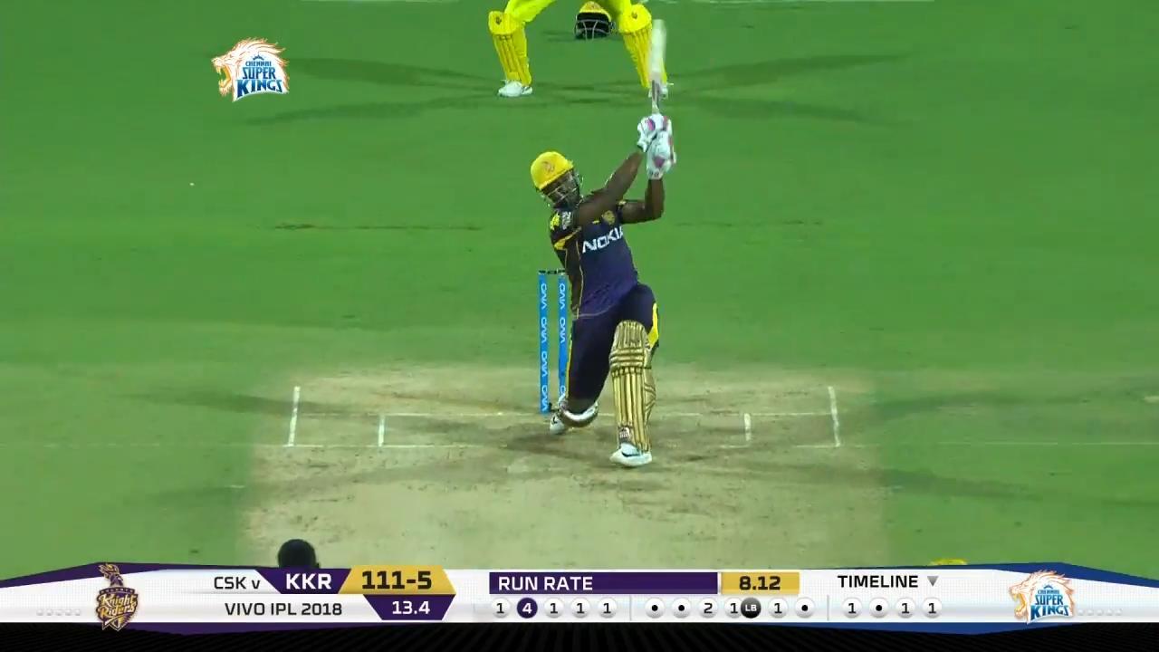 M05: CSK vs KKR – Andre Russell Six background
