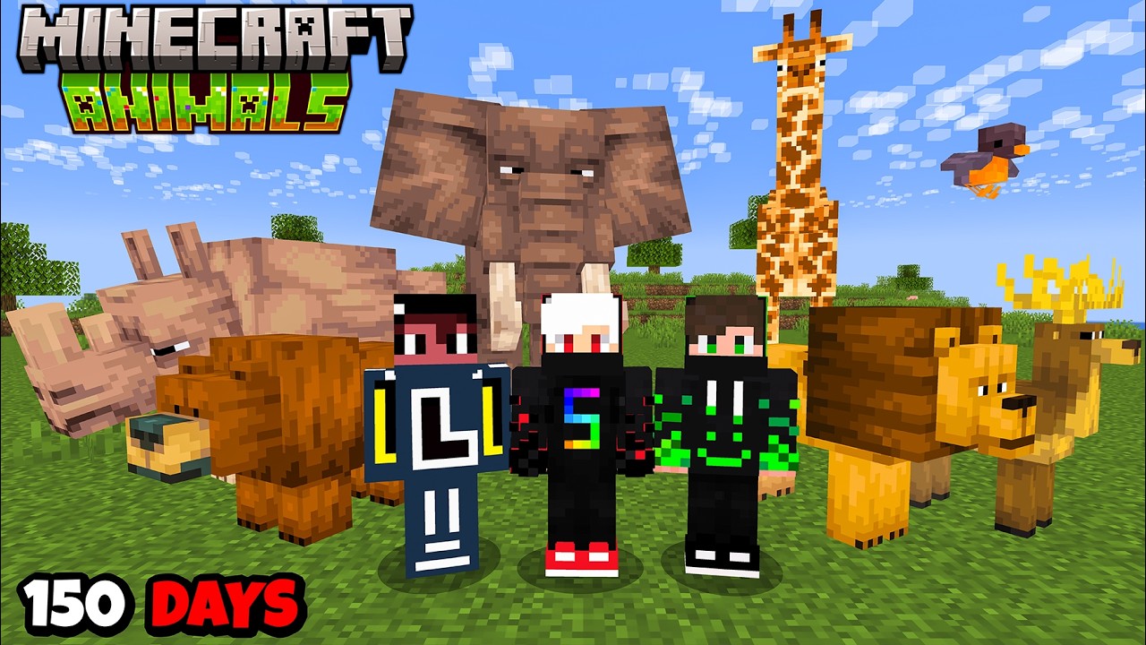 We Survived 150 Days In Animal World In Minecraft.. ! background