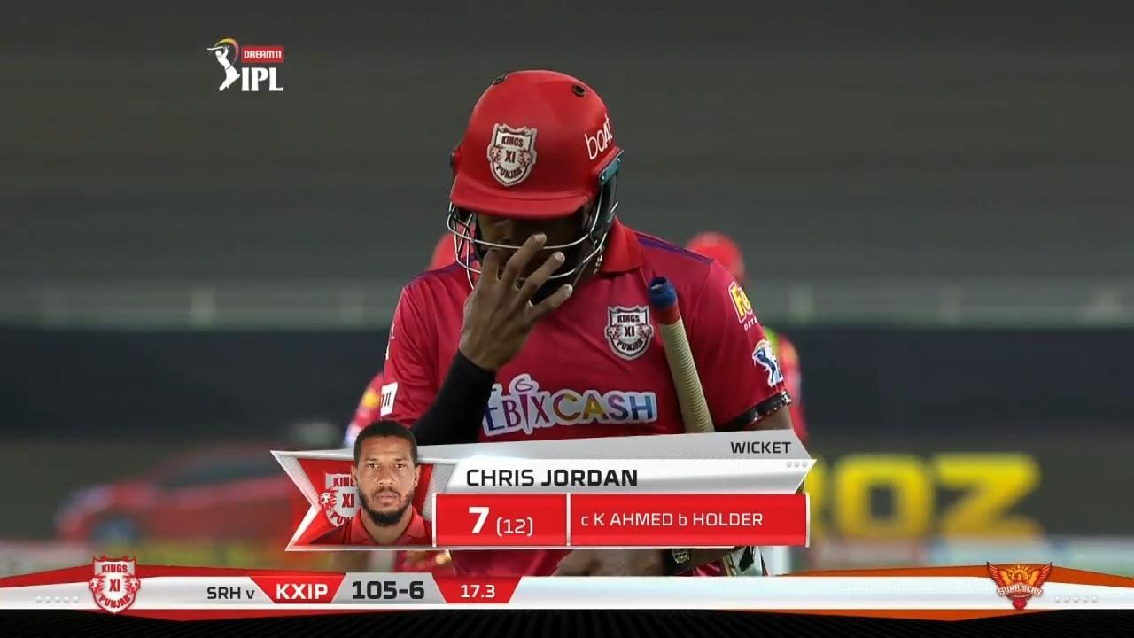 M43: KXIP vs SRH – Chris Jordan Wicket