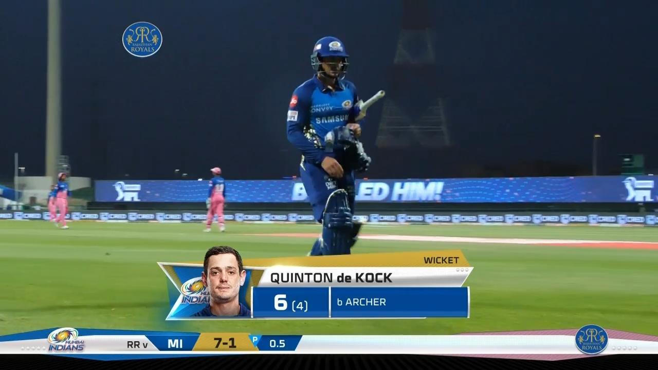 M45: RR vs MI – Quinton de Kock Wicket background