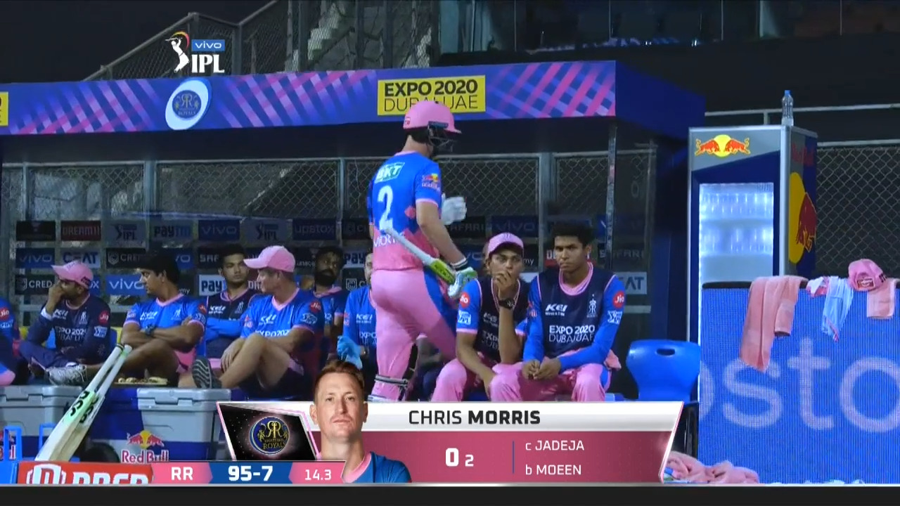 M12: CSK vs RR – Chris Morris Wicket background