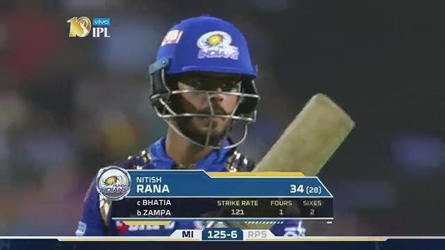 M2: RPS vs MI – Nitish Rana Wicket
