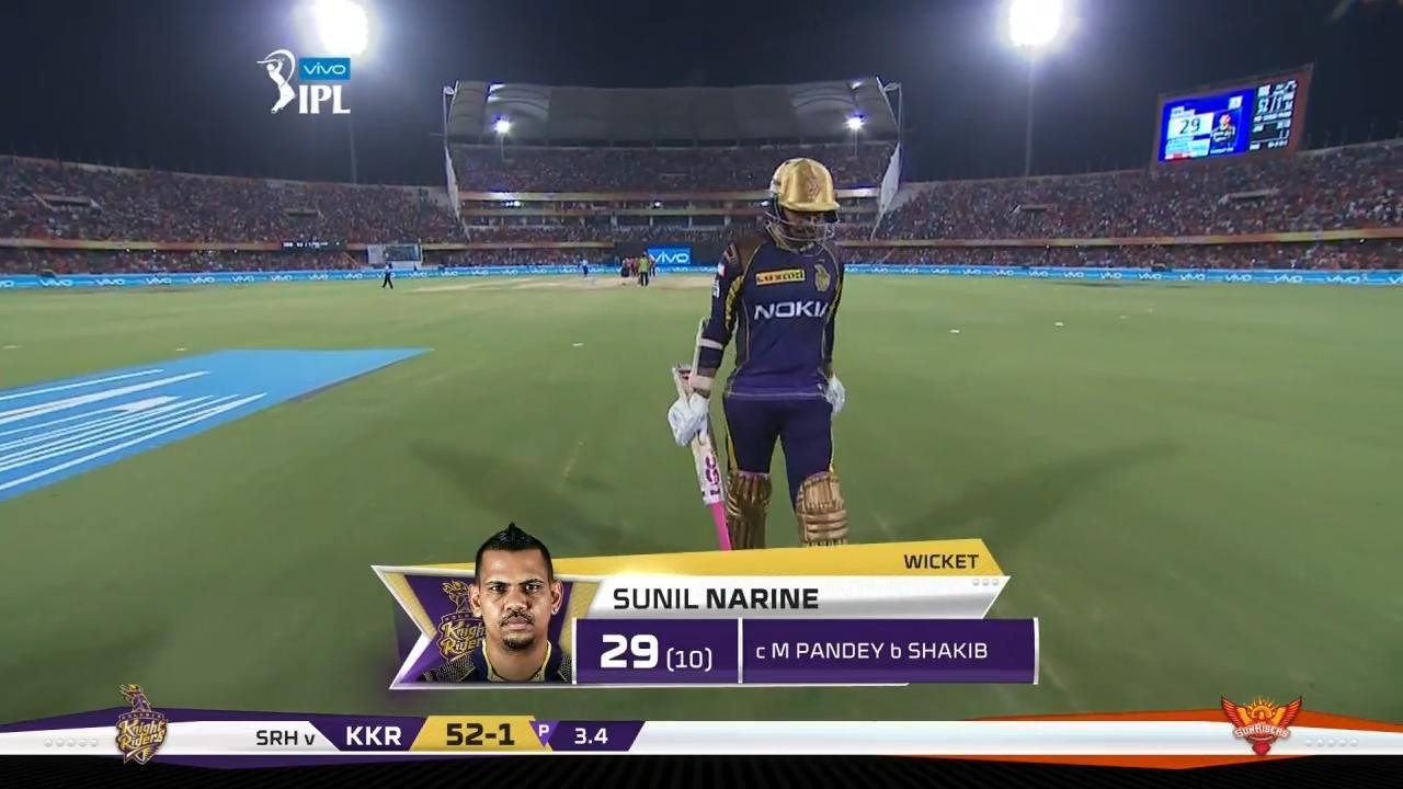 M54: SRH vs KKR – Sunil Narine Wicket background