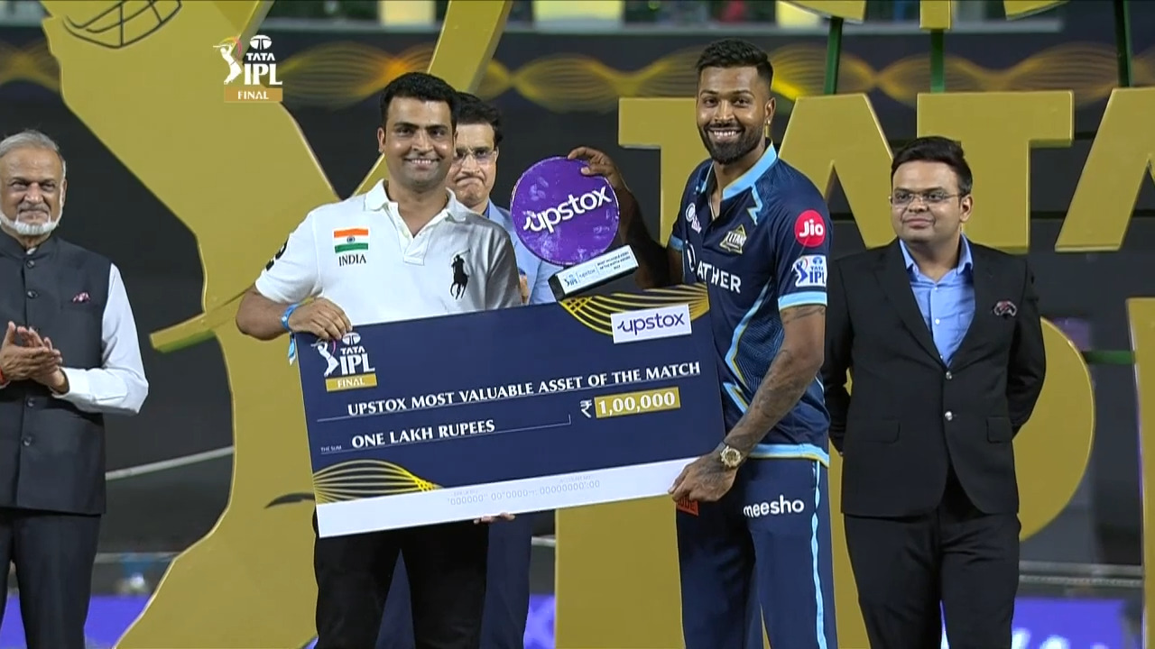 Final: GT vs RR – Upstox most Valuable Asset of the match – Hardik Pandya