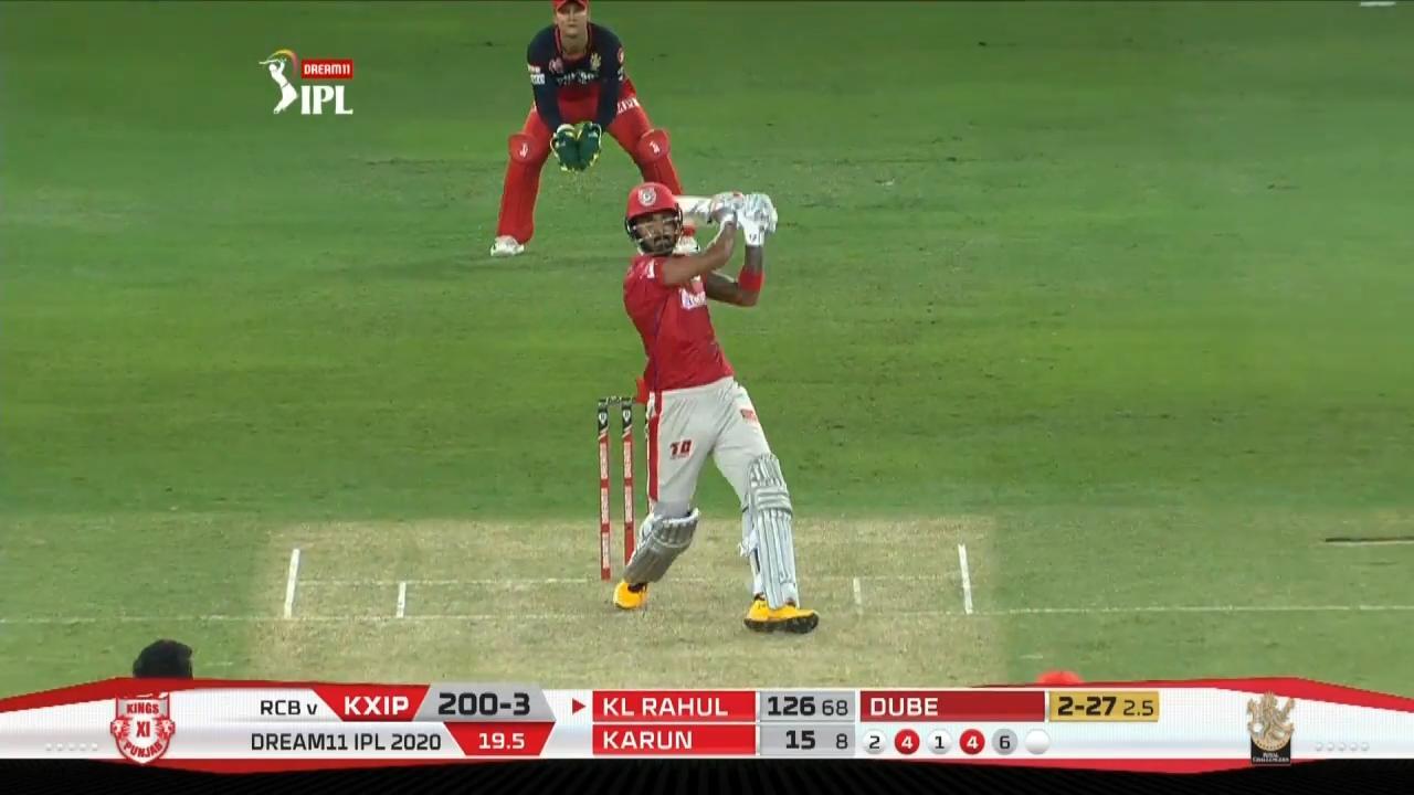M06: KXIP vs RCB – KL Rahul Six background