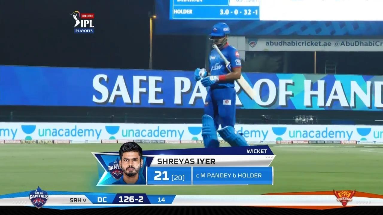 Q2: DC vs SRH – Shreyas Iyer Wicket