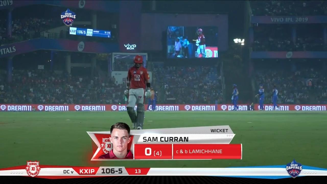 M37: DC vs KXIP – Sam Curran Wicket