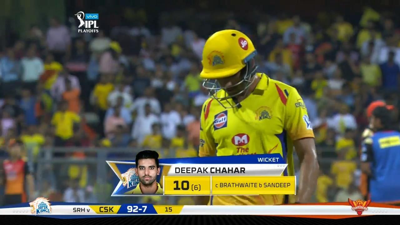 Q1: SRH vs CSK – Deepak Chahar Wicket