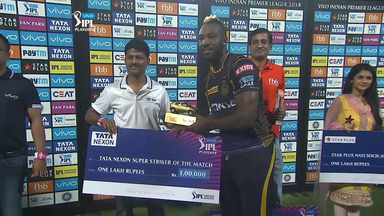 Eliminator: KKR vs RR – TATA Nexon Super Striker of the Match – Andre Russell backdrop