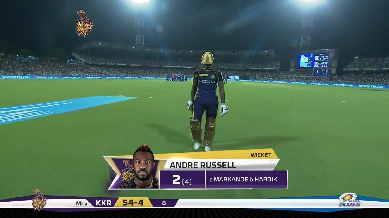 M41: KKR vs MI – Andre Russell Wicket