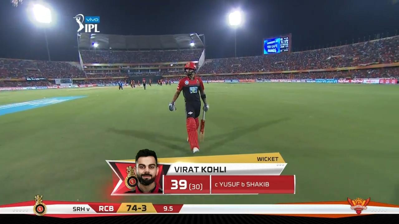 M39: SRH vs RCB – Virat Kohli Wicket