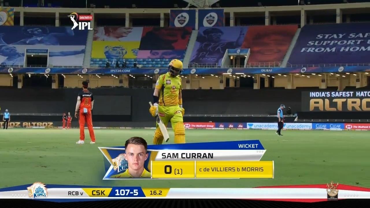 M25: CSK vs RCB – Sam Curran Wicket background