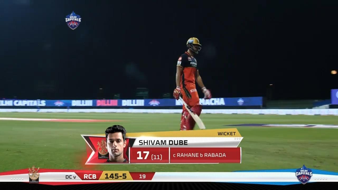 M55: DC vs RCB – Shivam Dube Wicket background
