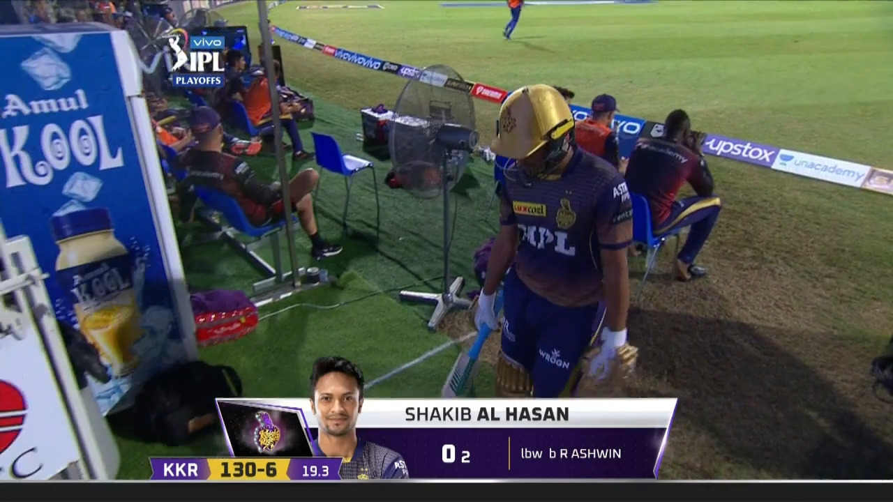 Q2: KKR vs DC – Shakib Al Hasan Wicket