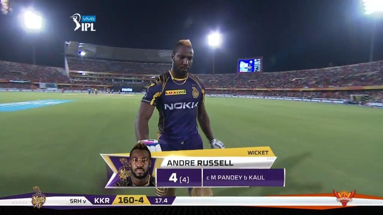 M54: SRH vs KKR – Andre Russell Wicket