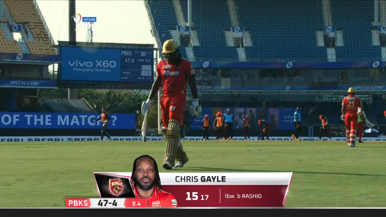 M14: PBKS vs SRH – Chris Gayle Wicket