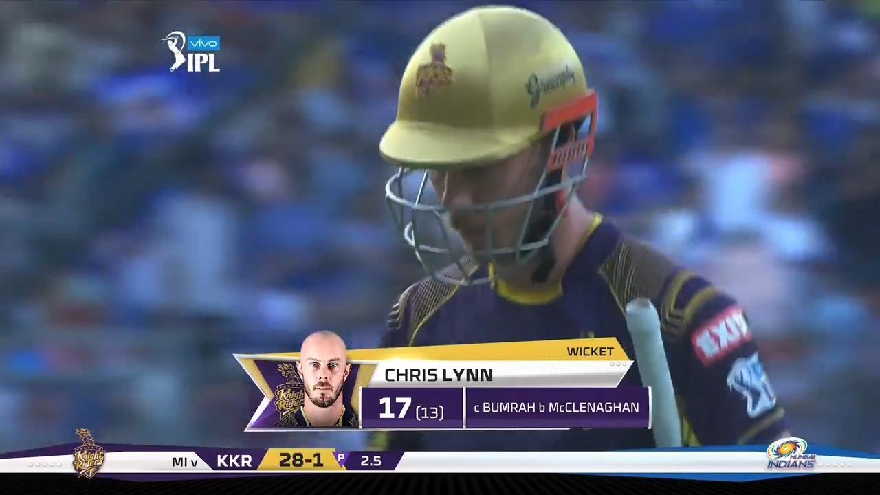 M37: MI vs KKR – Chris Lynn Wicket background