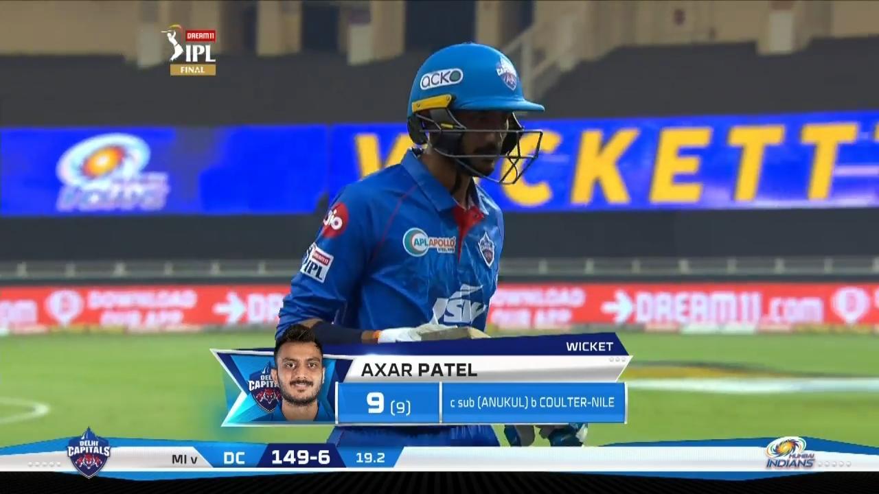 Final: MI vs DC – Axar Patel Wicket background