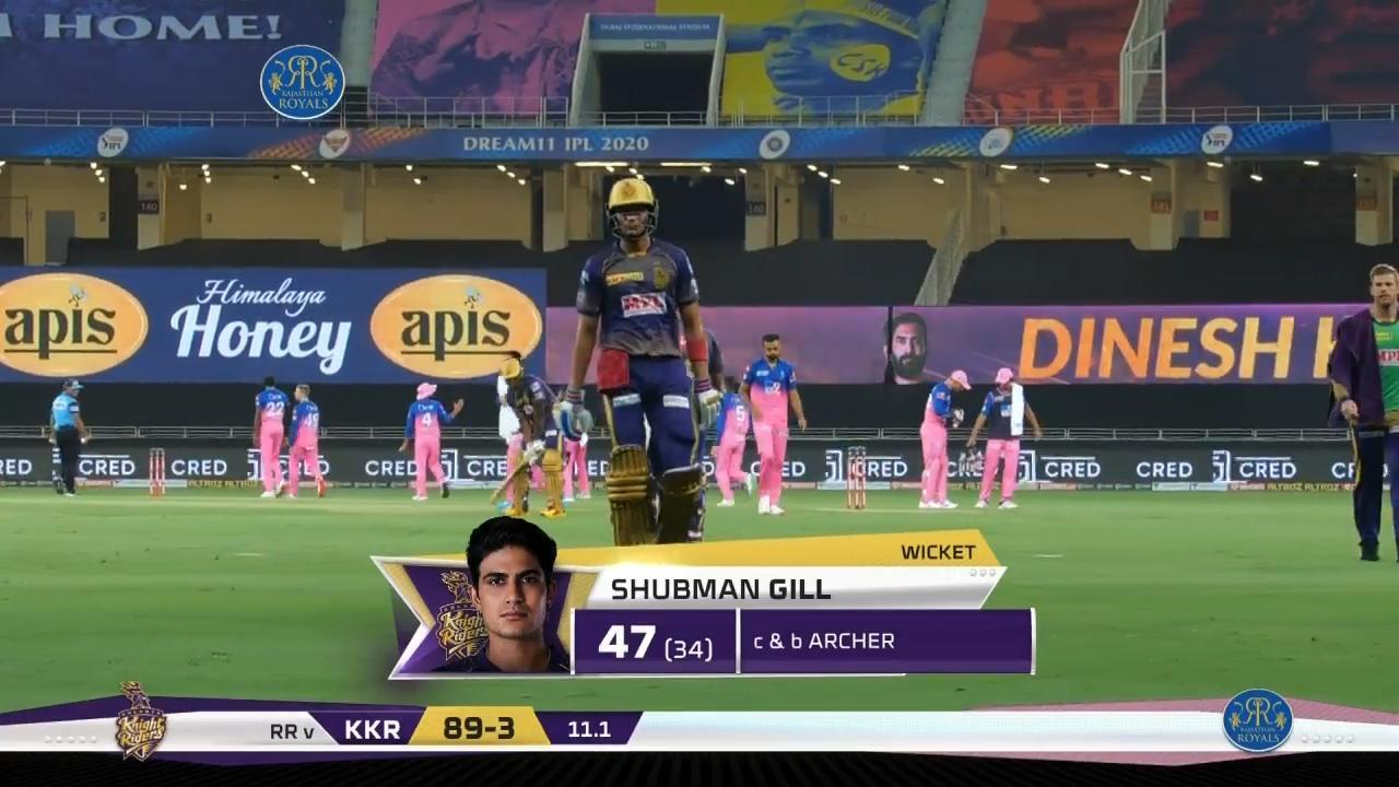 M12: RR vs KKR – Shubman Gill Wicket