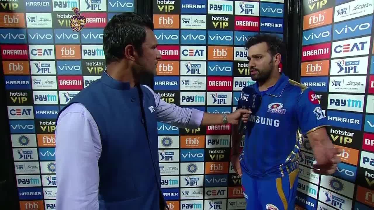 M47: KKR vs MI – Rohit Sharma Interview background