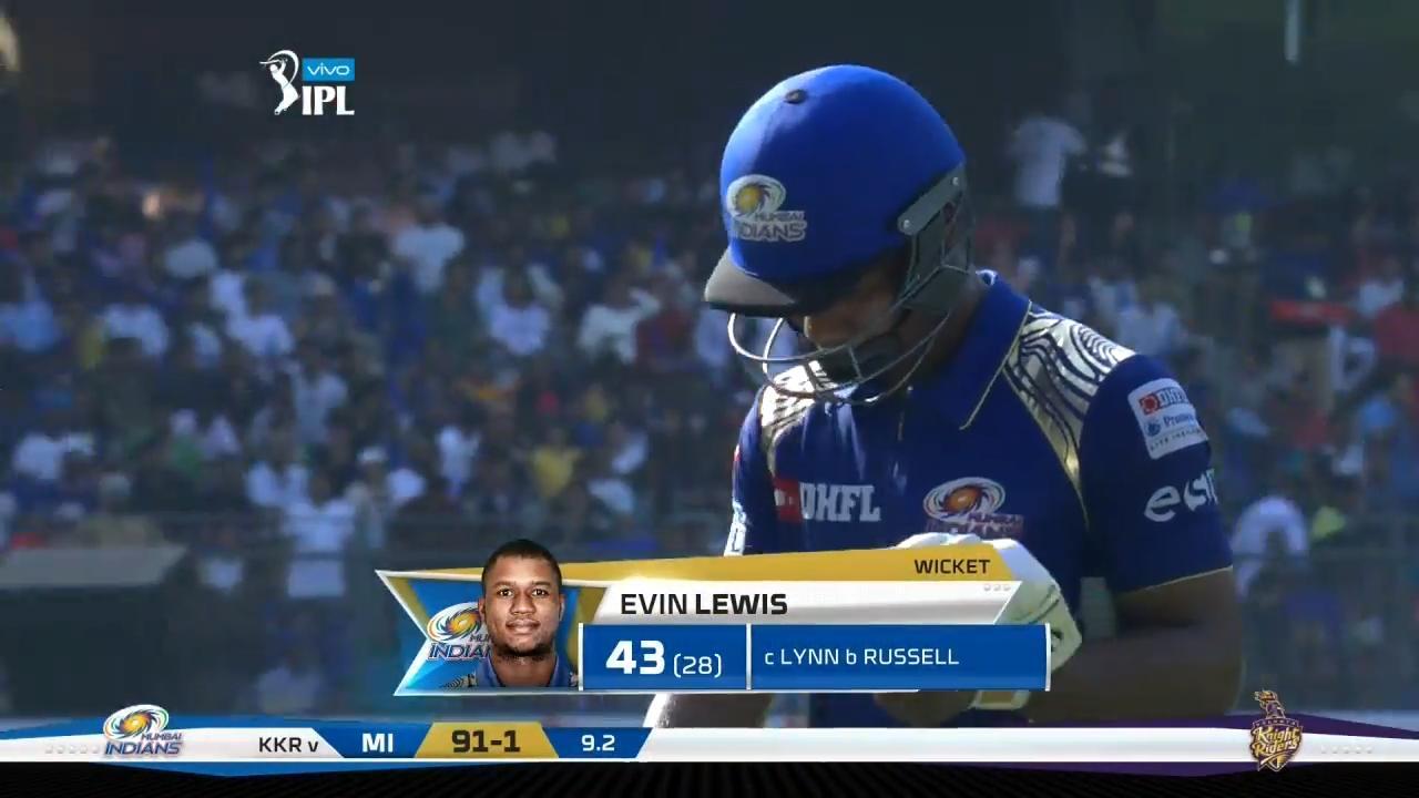 M37: MI vs KKR – Evin Lewis Wicket