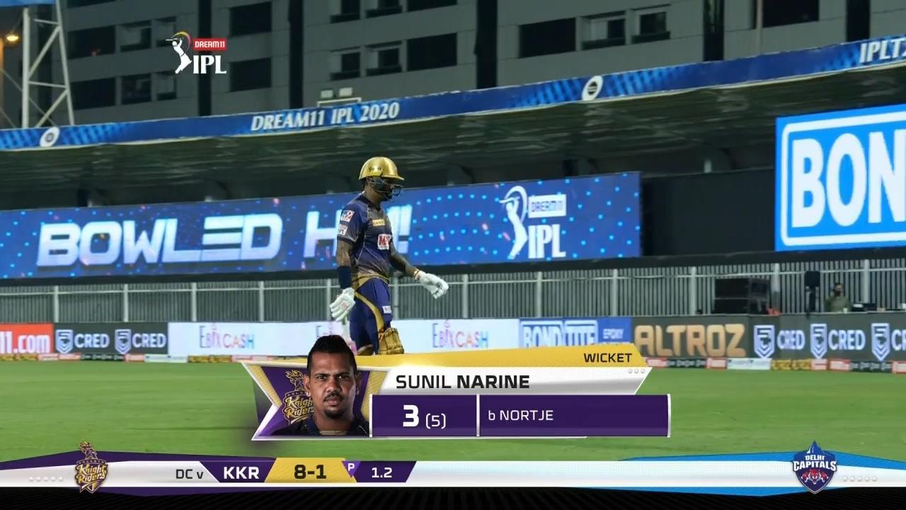 M16: DC vs KKR – Sunil Narine Wicket background