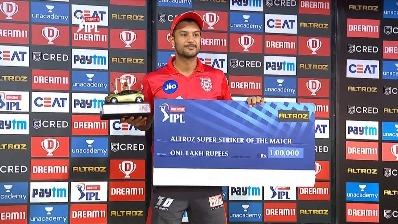 M31: RCB vs KXIP – Altroz Super Striker of the Match – Mayank Agarwal