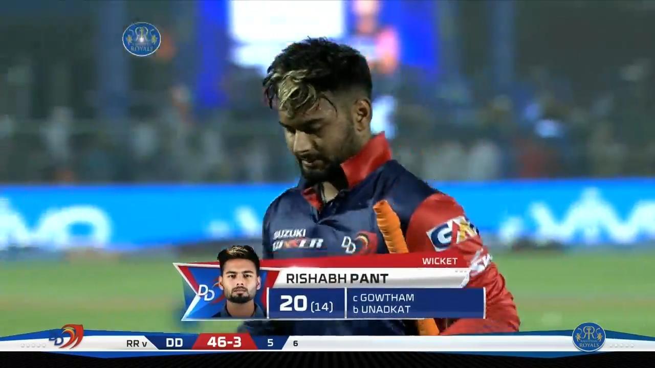 M06: RR vs DD – Rishabh Pant Wicket