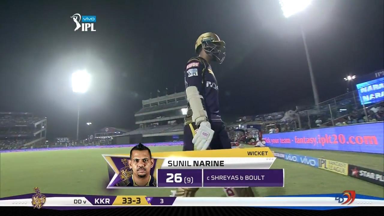 M26: DD vs KKR – Sunil Narine Wicket