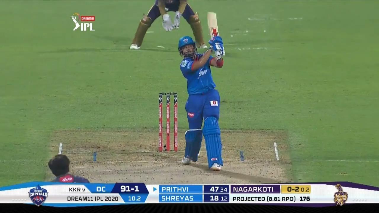 M16: DC vs KKR – Prithvi Shaw Six background